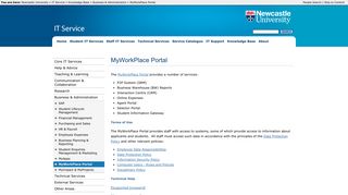 MyWorkPlace Portal; IT Service; Newcastle University