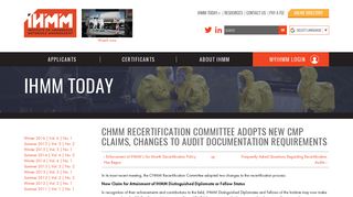 CHMM Recertification Committee Adopts New CMP Claims, Changes ...