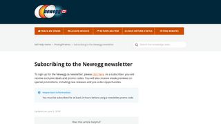 Subscribing to the Newegg newsletter – Newegg Knowledge Base