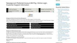 Newegg.com Preferred Account Bill Pay, Online Login, Customer ...