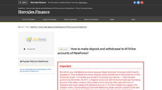 How to make deposit and withdrawal to MT4 live accounts of NewForex?
