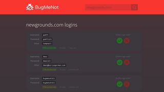 newgrounds.com passwords - BugMeNot