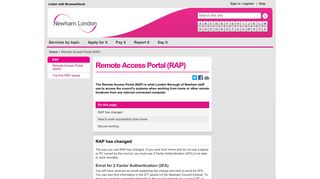 Remote Access Portal (RAP) - Newham Council