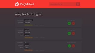 newpikachu.in passwords - BugMeNot