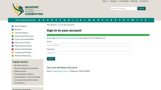 Sign in to your account - Newport City Council