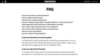 Frequently Asked Questions | The New Republic