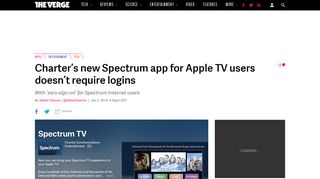 Charter's new Spectrum app for Apple TV users doesn't require logins ...