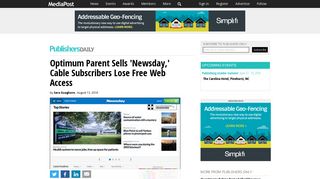 Optimum Parent Sells 'Newsday,' Cable Subscribers Lose Free Web ...