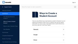 Ways to Create a Student Account – Newsela | Support Center
