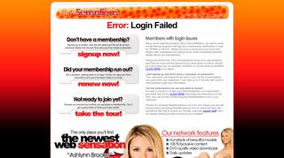 New Sensations - Login Failed!