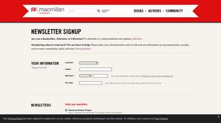 Newsletter Signup - US Macmillan