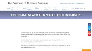 OPT-IN and Newsletter Notice and Disclaimers | The Business of At ...