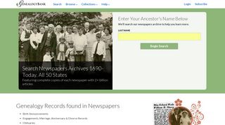 Search U.S. Newspaper Archives Online | GenealogyBank
