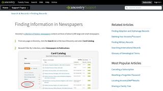 Finding Information in Newspapers - Ancestry Support