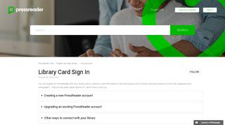 Library Card Sign In – PressReader Care