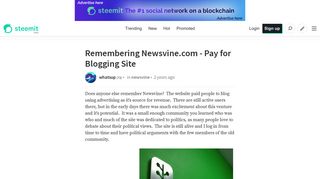 Remembering Newsvine.com - Pay for Blogging Site — Steemit