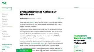 Breaking: Newsvine Acquired By MSNBC.com | TechCrunch