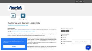 Customer and Domain Login Help - WebControlCenter