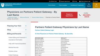 Patient Gateway Physicians by Last Name | Newton-Wellesley Hospital