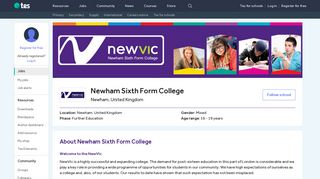 Newham Sixth Form College - Tes Jobs
