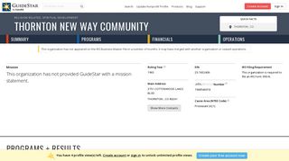 Thornton New Way Community - GuideStar Profile