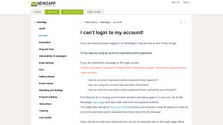 I can't login to my account! - NewZapp Email Marketing
