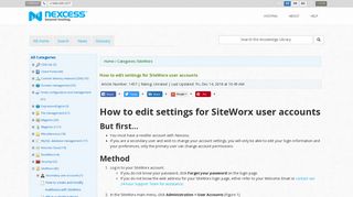 How to edit settings for SiteWorx user accounts - Nexcess Knowledge ...