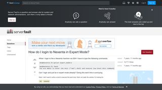 zfs - How do I login to Nexenta in Expert Mode? - Server Fault