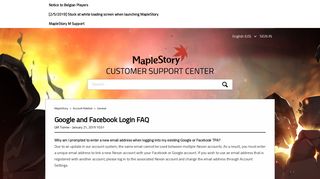 Google and Facebook Login FAQ - MapleStory - Nexon