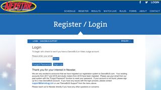 Register / Login | Nexstar National Dance Competition