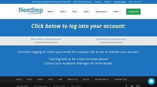 Next Step Account Login Page | Next Step Test Prep