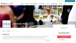 The Butler Did It, Toronto, Staffing - EventSource.ca