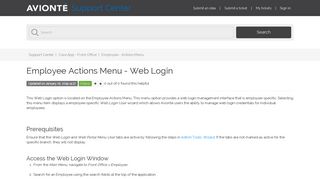Employee Actions Menu - Web Login – Support Center