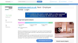 Access employee.next.co.uk. Next - Employee Portal - Login
