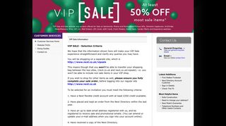 VIP Sale Information - NEXT - Help information - Next.co.uk