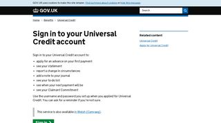 Sign in to your Universal Credit account - GOV.UK