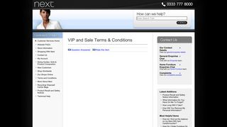 VIP and Sale Terms & Conditions - NEXT - Help information - Next.co.uk