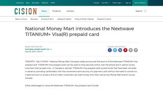 CNW | National Money Mart introduces the Nextwave TITANIUM+ Visa ...