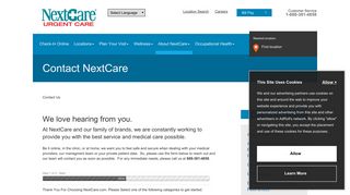 Contact Us | NextCare Urgent Care