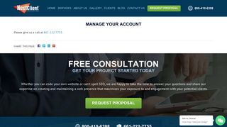 Manage Your Account | NextClient.com, Inc.