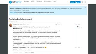 Nextcloud admin-account - Support - NethServer Community