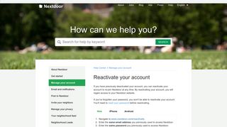 Nextdoor | Reactivate your account