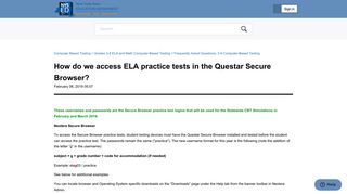 How do we access ELA practice tests in the Nextera ... - CBT Support