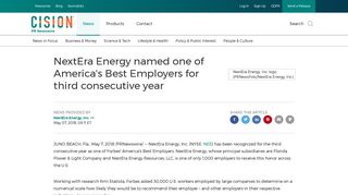 NextEra Energy named one of America's Best Employers for third ...