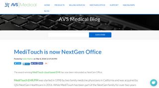 MediTouch is now NextGen Office - AVS Medical