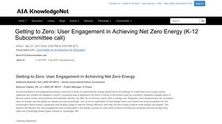 Getting to Zero: User Engagement in Achieving Net Zero Energy (K-12 ...