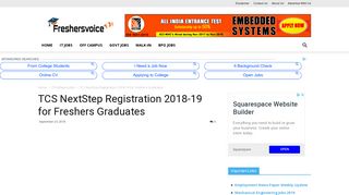 TCS NextStep Registration 2018-19 for Freshers Graduates