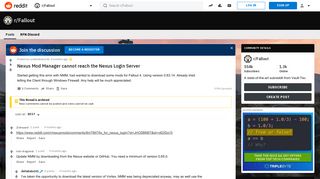 Nexus Mod Manager cannot reach the Nexus Login Server : Fallout ...