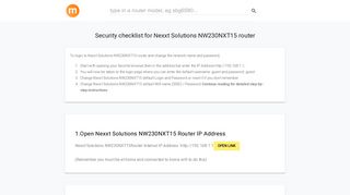 192.168.1.1 - Nexxt Solutions NW230NXT15 Router login and password