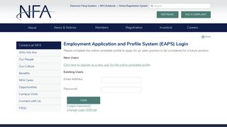 Employment Application and Profile System (EAPS) Login